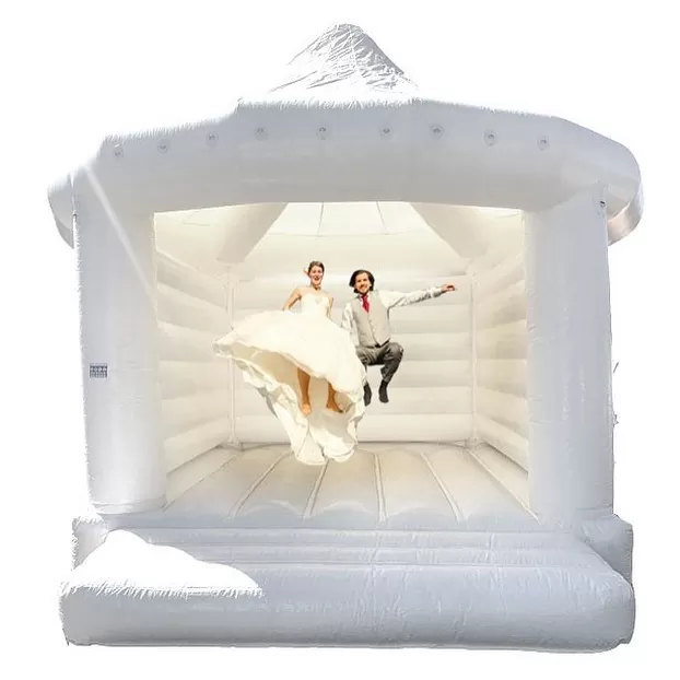 white wedding bounce house