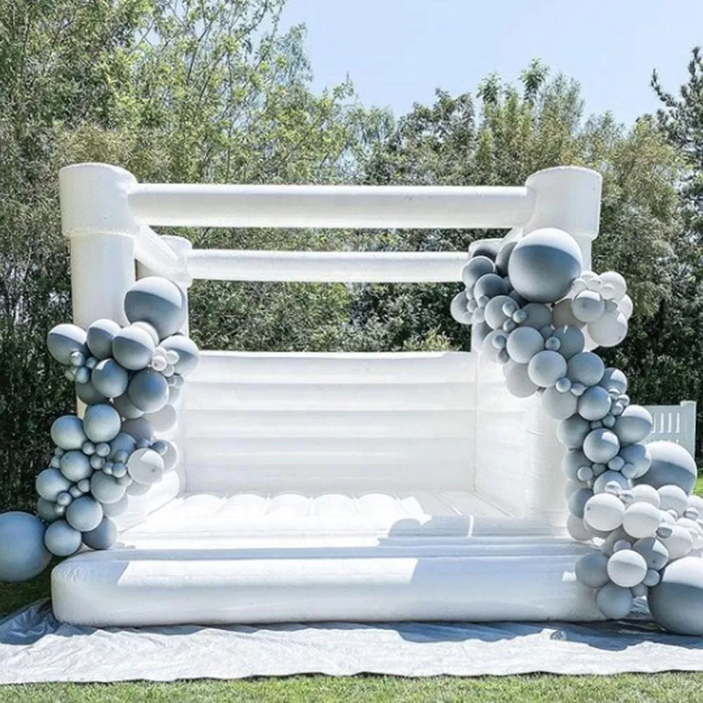 white wedding bounce house