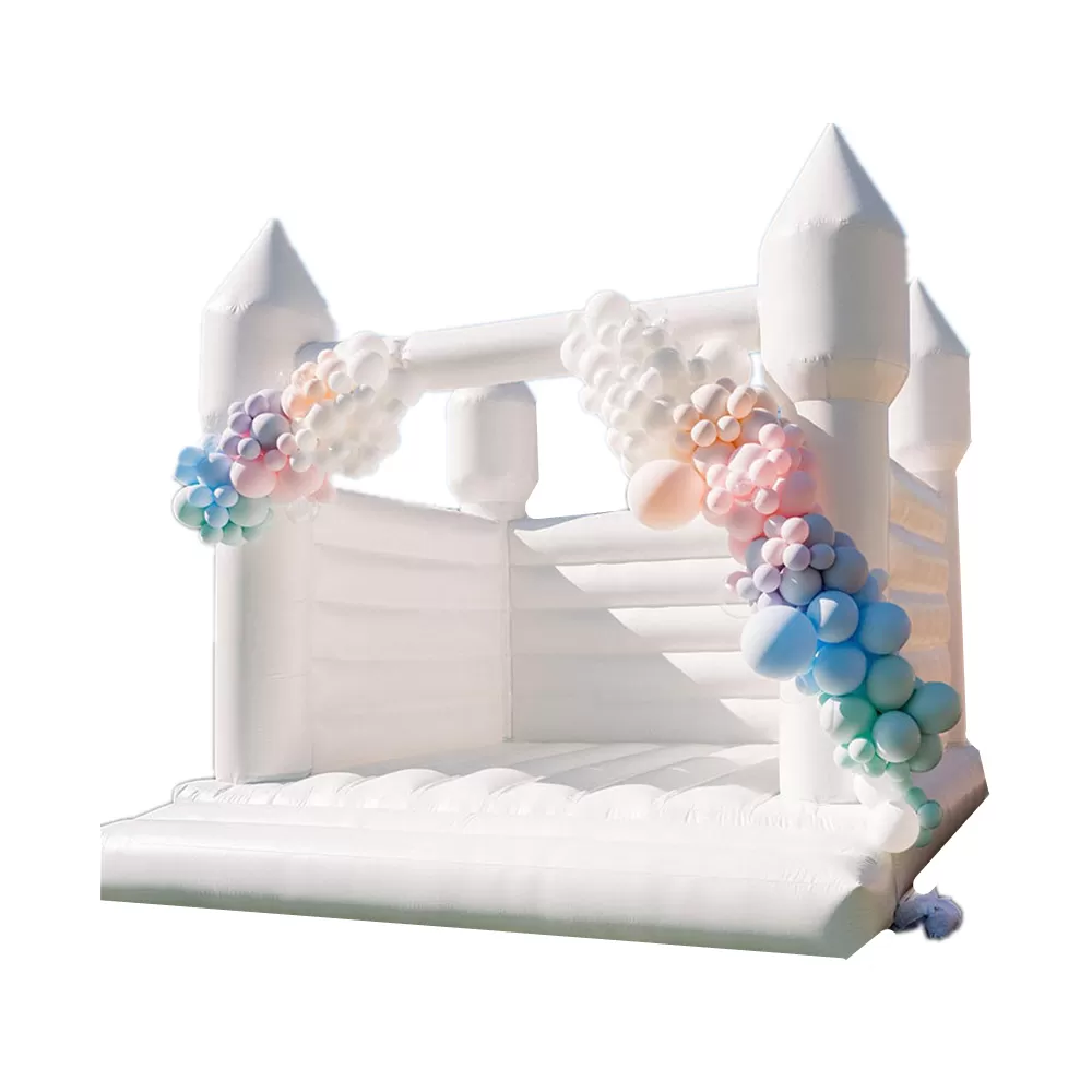 white wedding bounce house