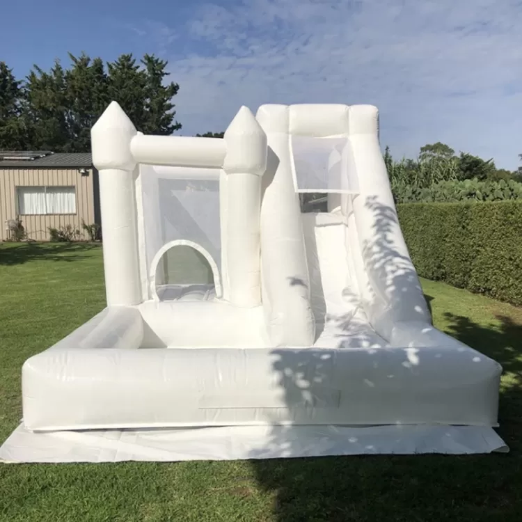 white wedding bounce house