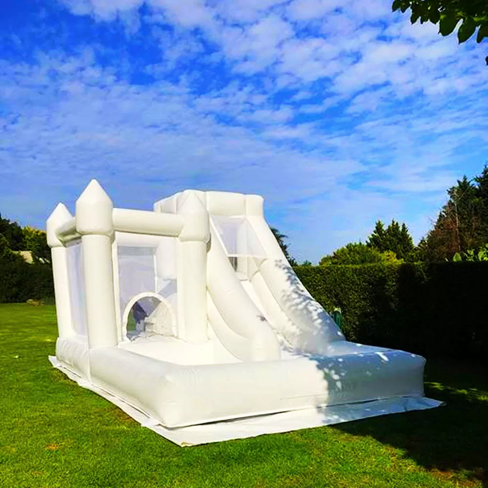 white wedding bounce house