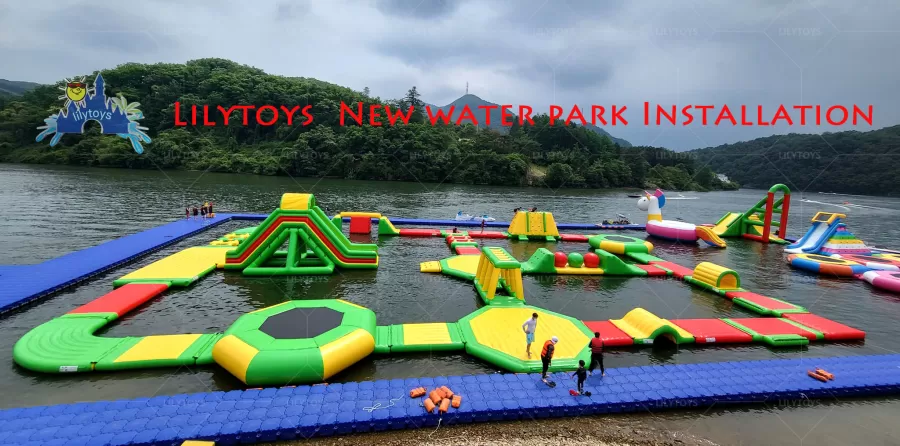 inflatable aqua park water park inside walkway