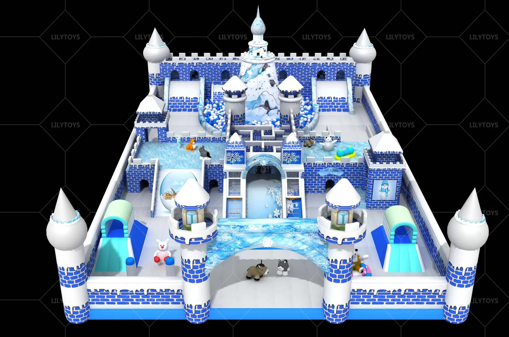 Frozen theme inflatable park theme park big bounce castle