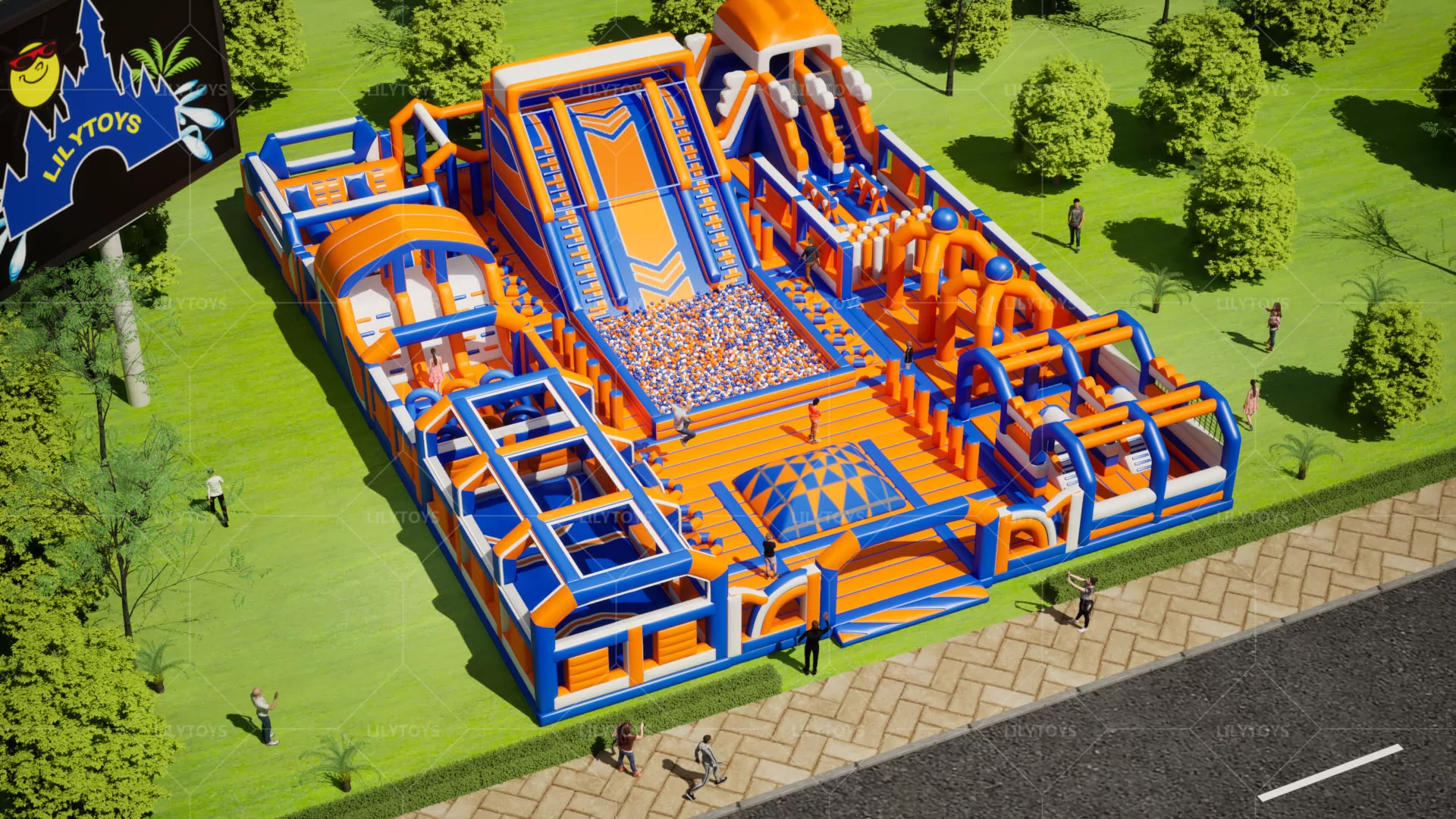 orange inflatable sport theme park