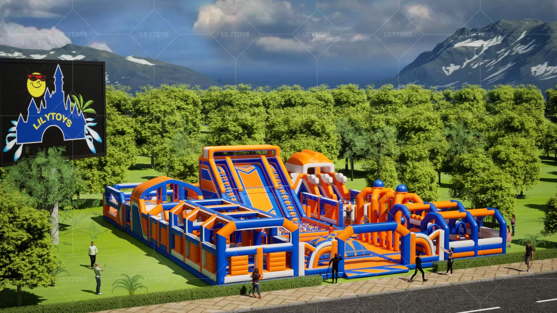 orange inflatable sport theme park