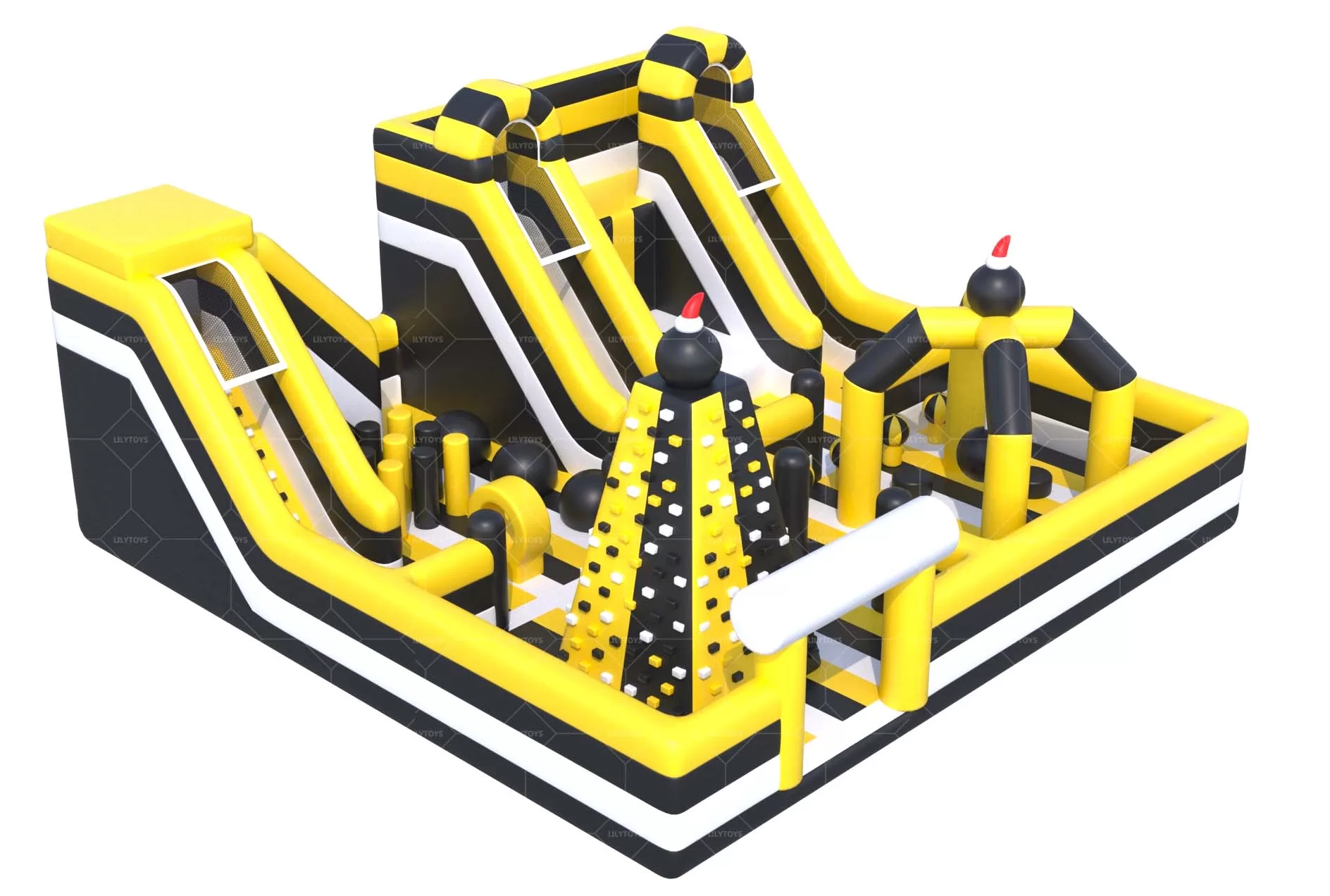 orange and black inflatable bouncy castle for kids