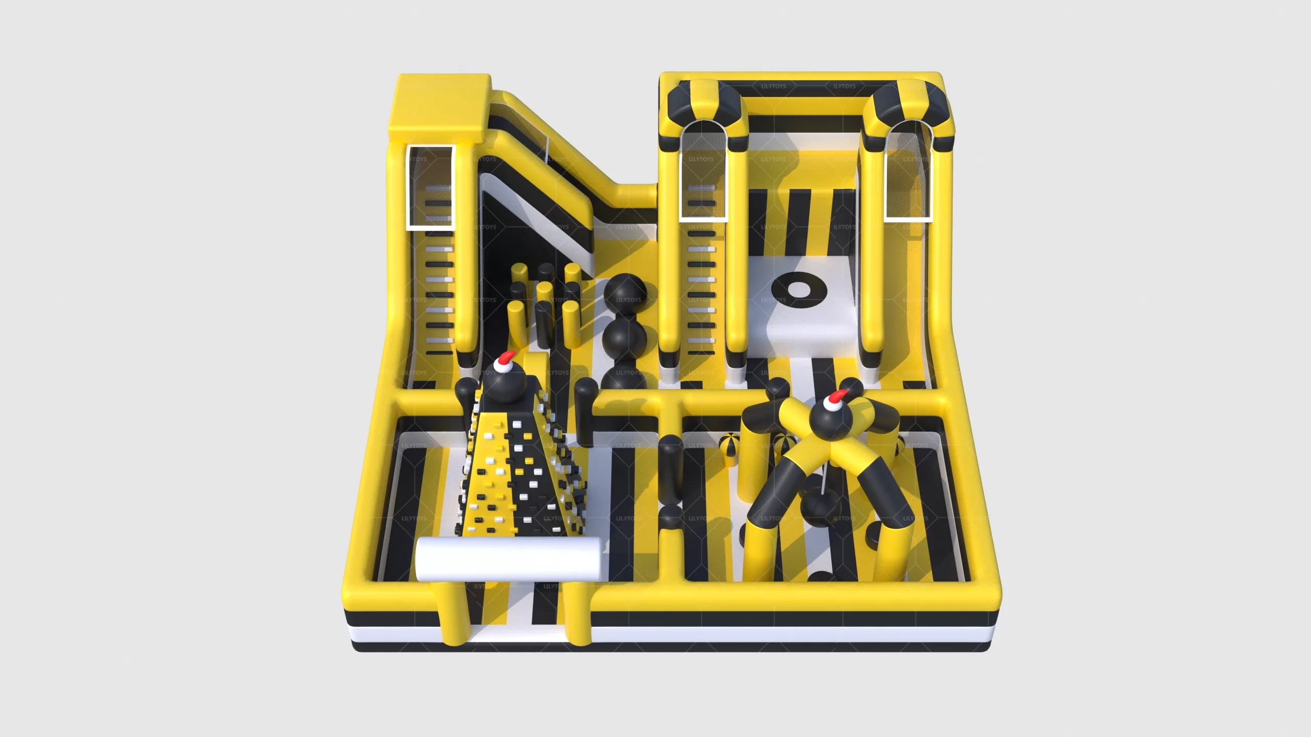 orange and black inflatable bouncy castle for kids