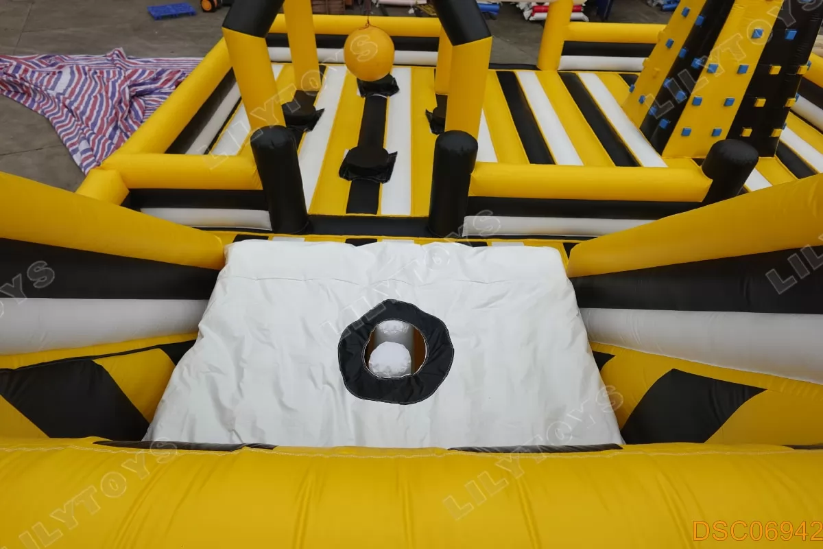orange and black inflatable bouncy castle for kids