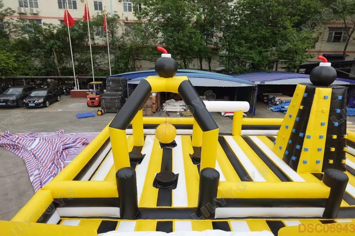 orange and black inflatable bouncy castle for kids