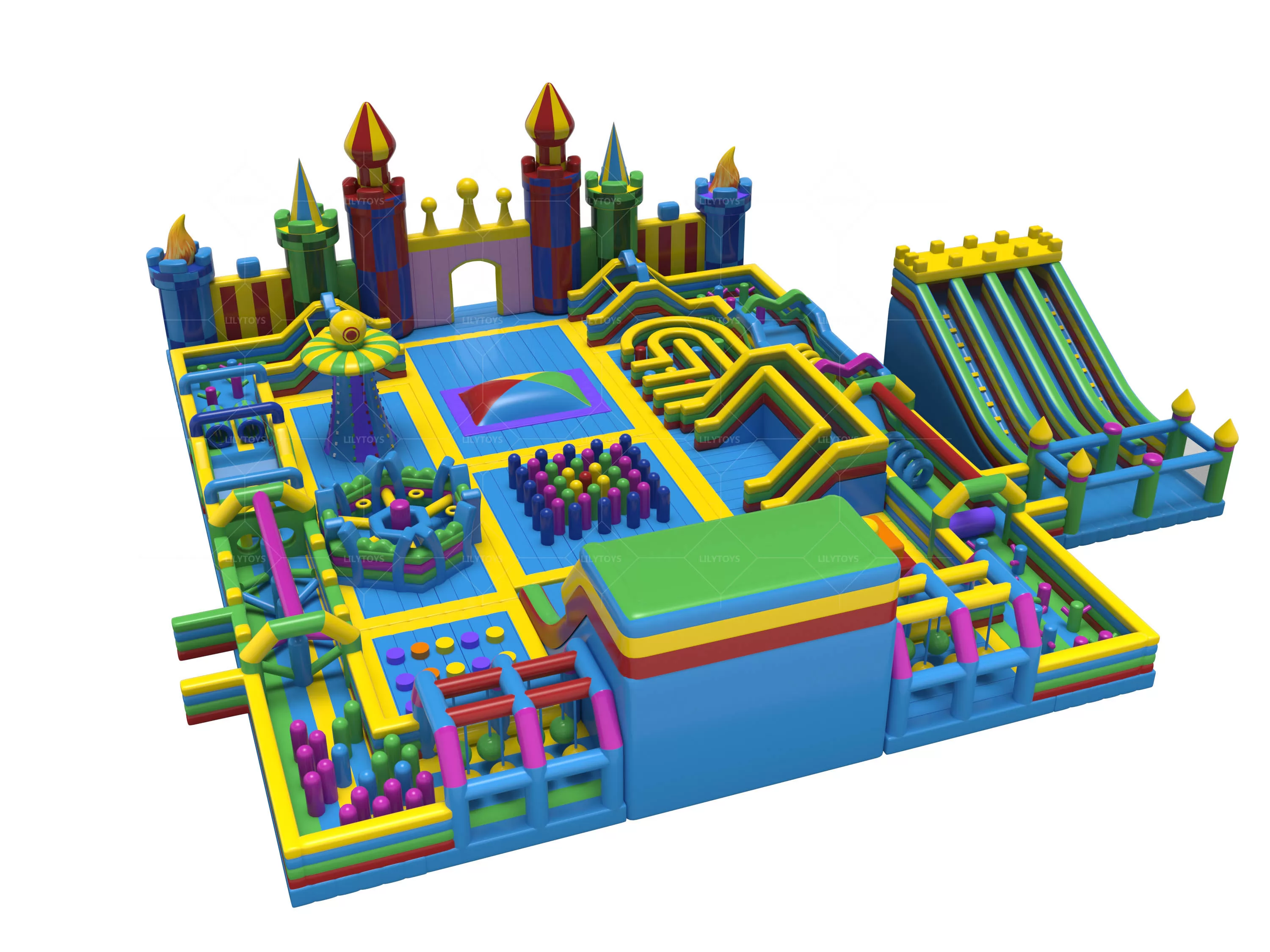 big castle inflatable park obstacle couse playground