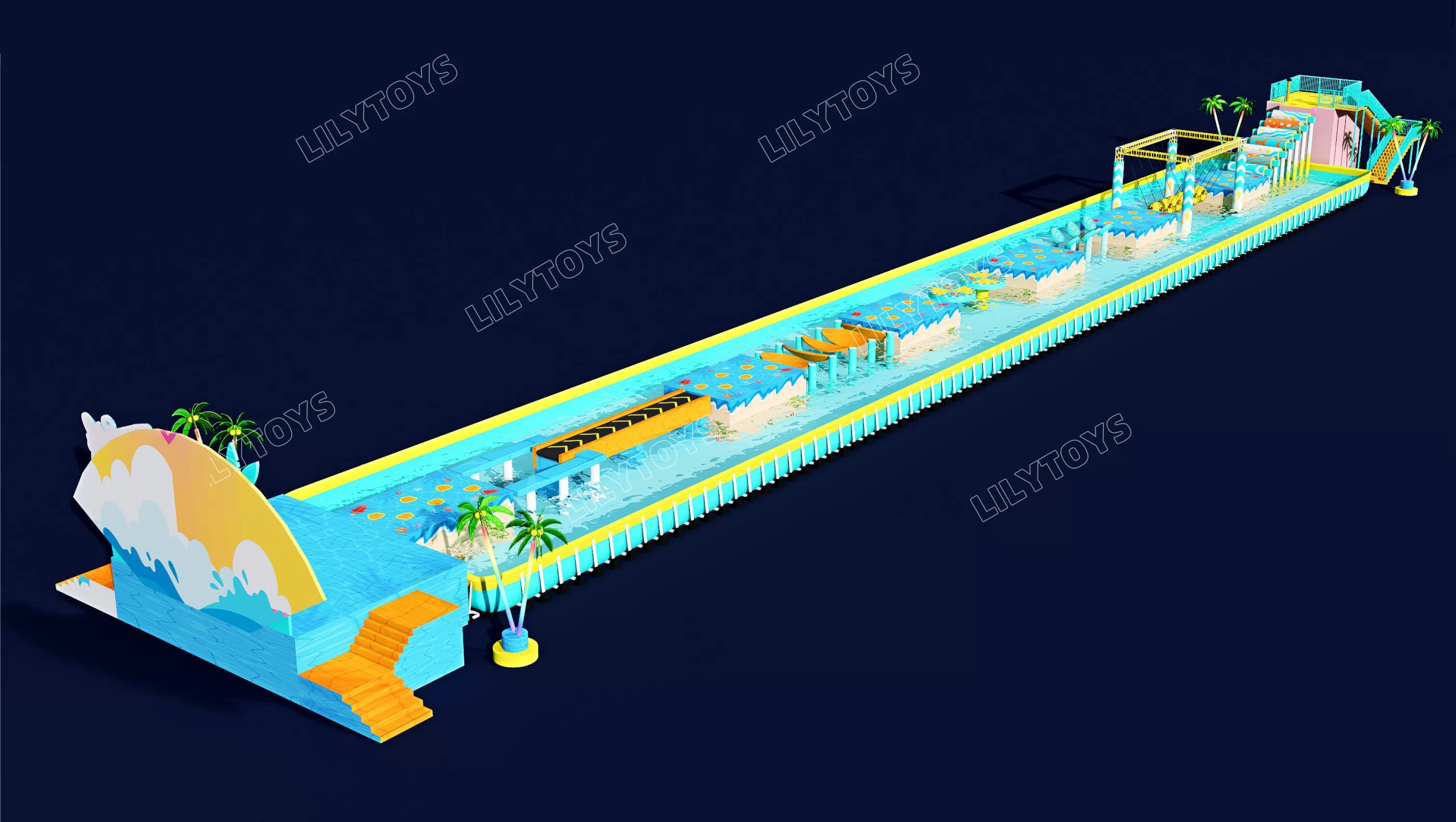 New Mechanical Water Obstacle Course with Frame Pool