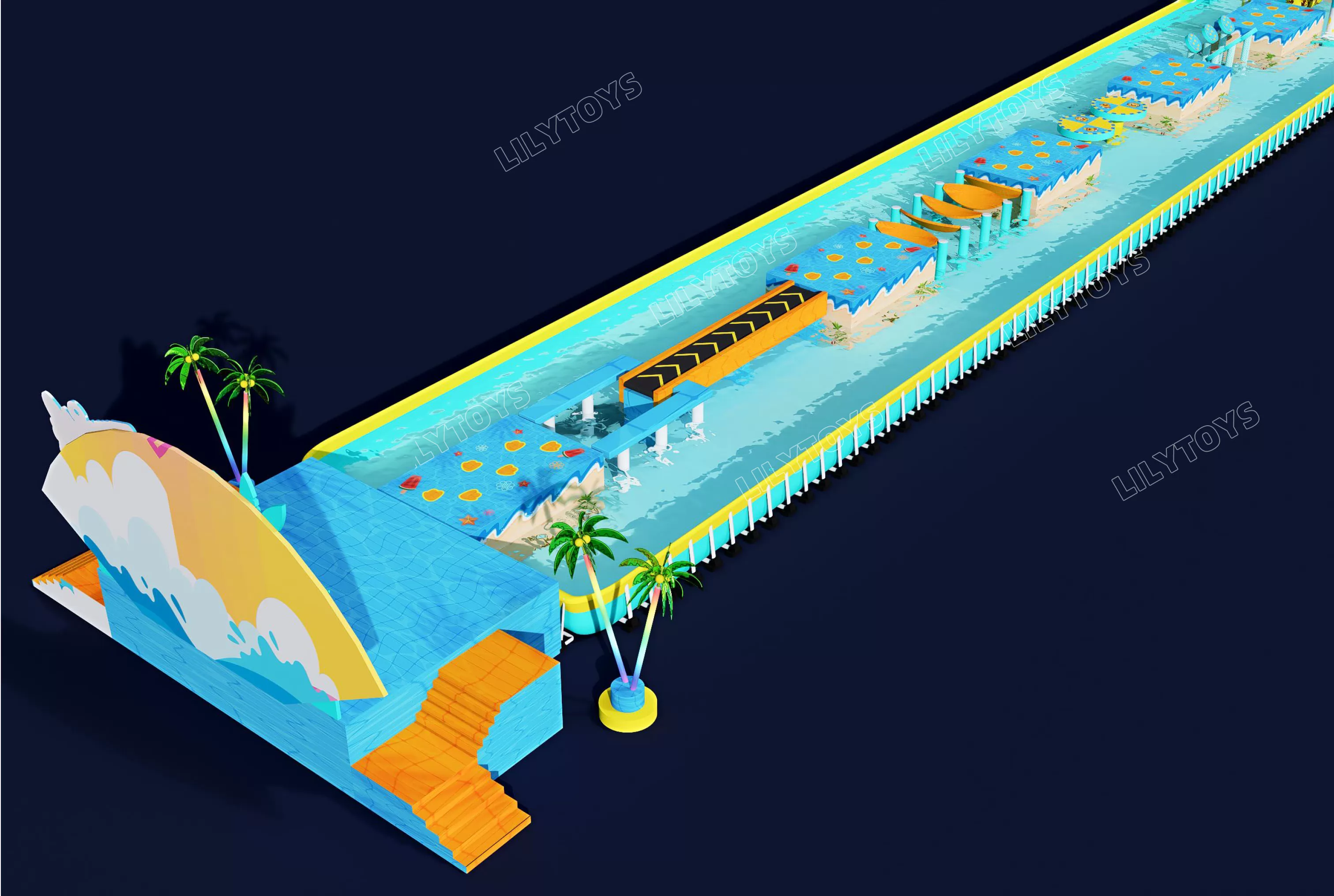 New Mechanical Water Obstacle Course with Frame Pool