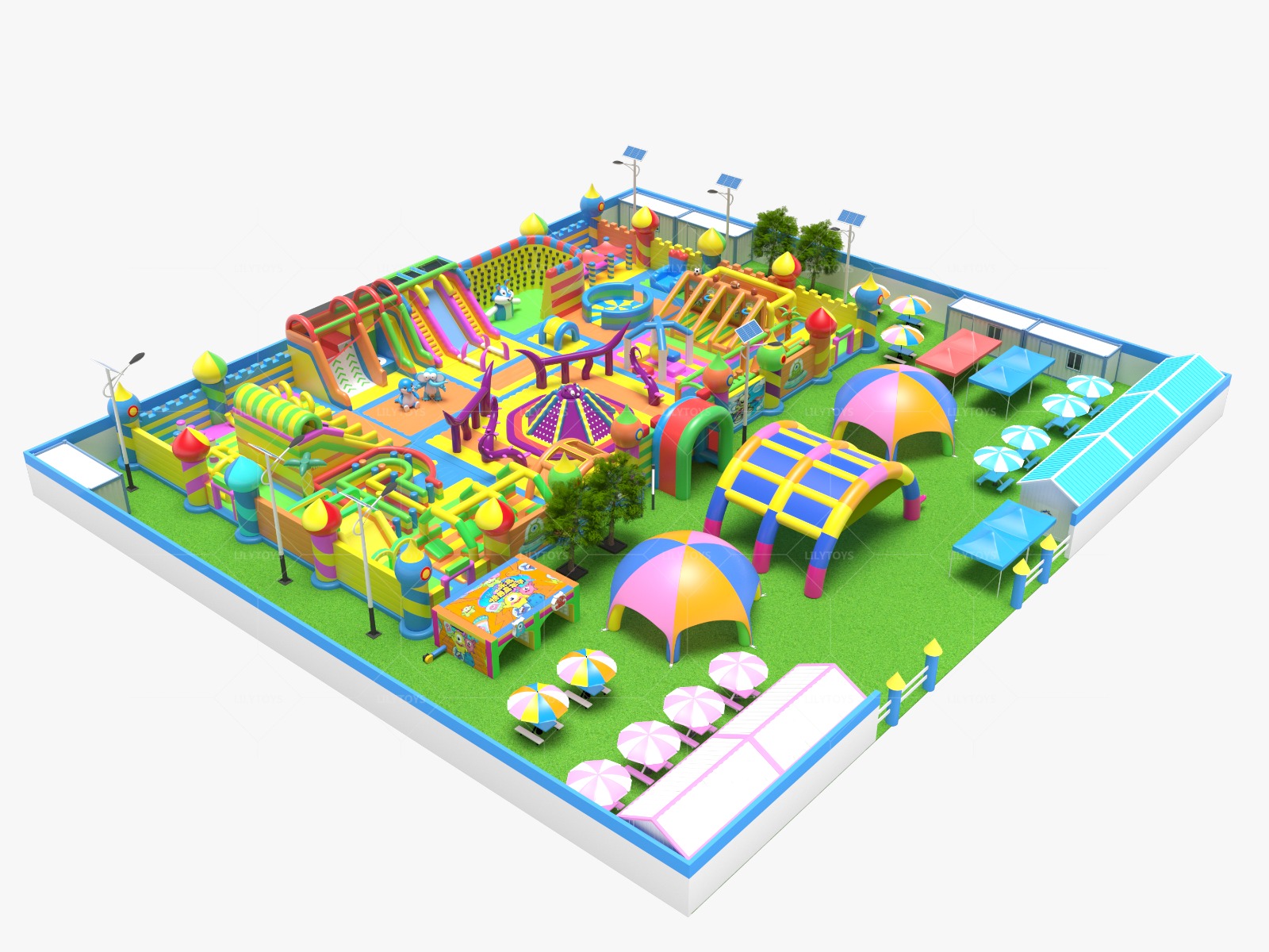 3000 square meter inflatable park monter theme