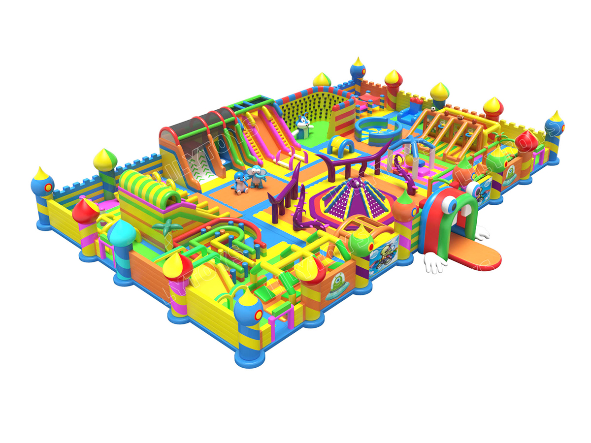 Pink & Blue Inflatable Water Park