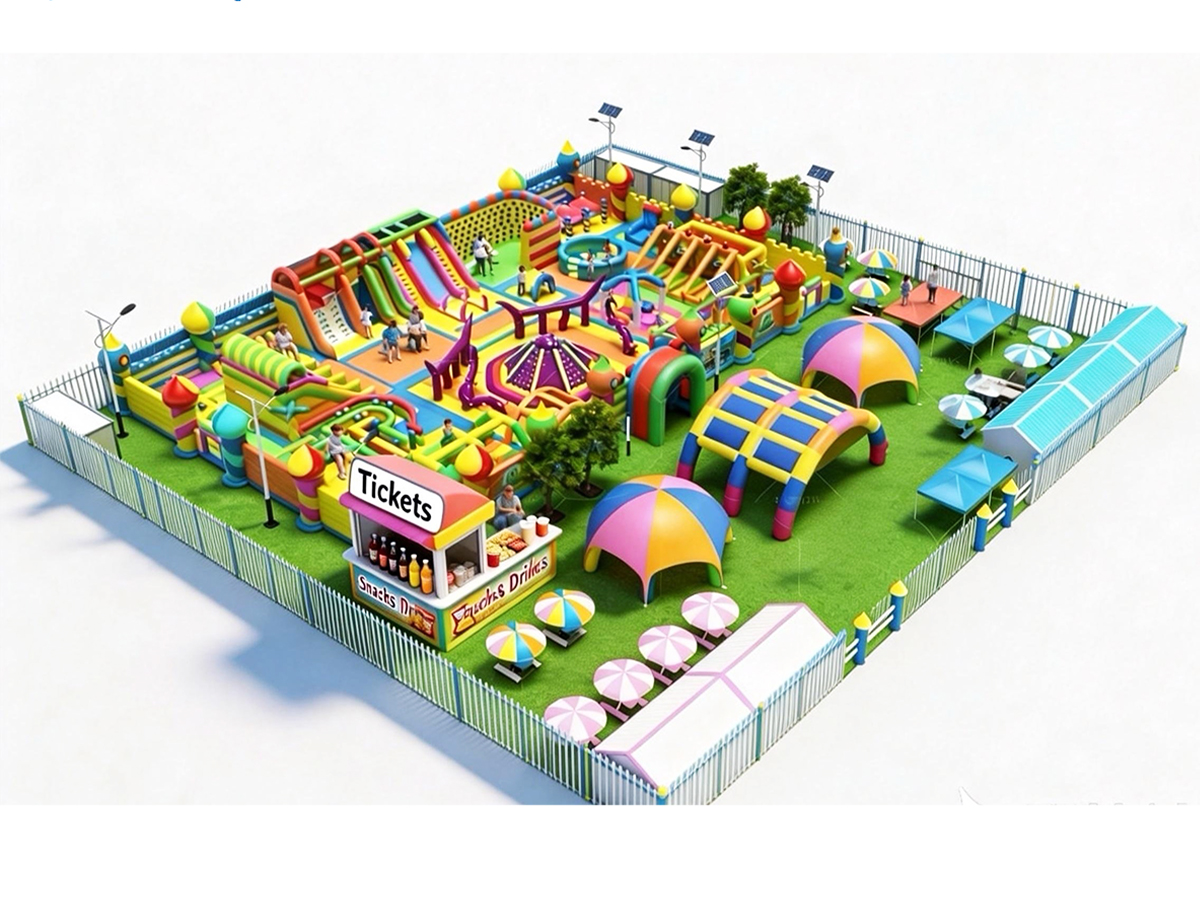 Pink & Blue Inflatable Water Park